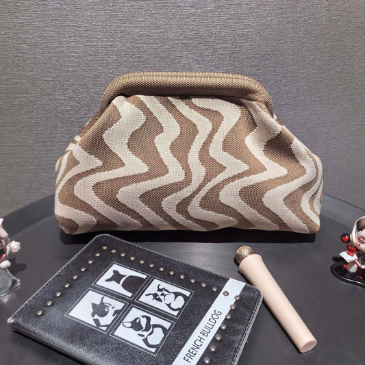 Pochette marron & beige