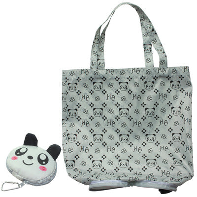 Petit sac de courses panda en tissus gris