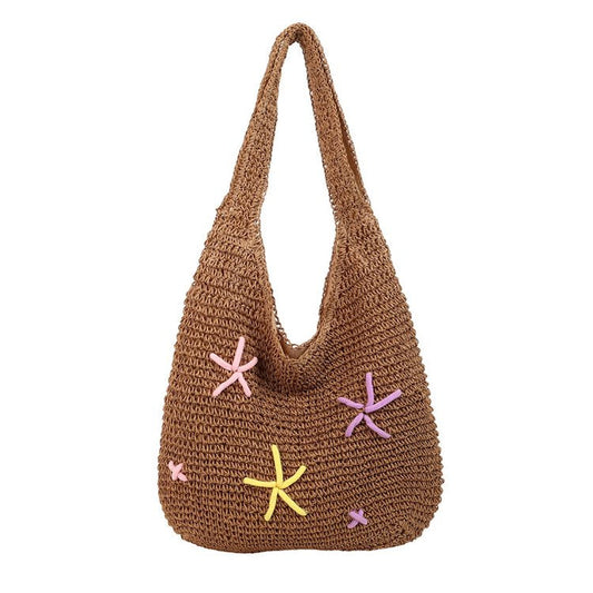Sac en paille beige foncé